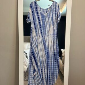 Blue Tie-Dye Maxi Dress